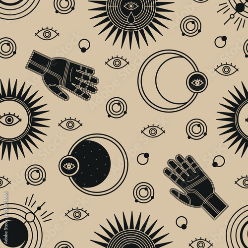 Modern witch seamless vector surface pattern
