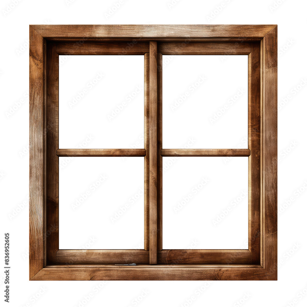 wooden window frame isolated on transparent background Remove, Clipping Path wooden window frame isolated on transparent background Remove, Clipping Path