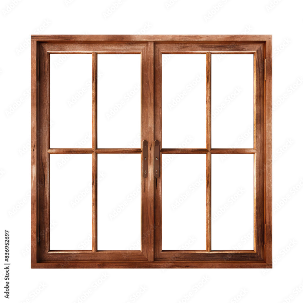 wooden window frame isolated on transparent background Remove, Clipping Path wooden window frame isolated on transparent background Remove, Clipping Path