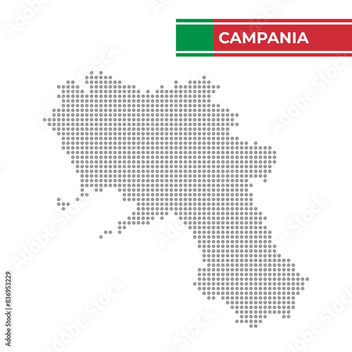 Dotted map of Campania Region in Italy