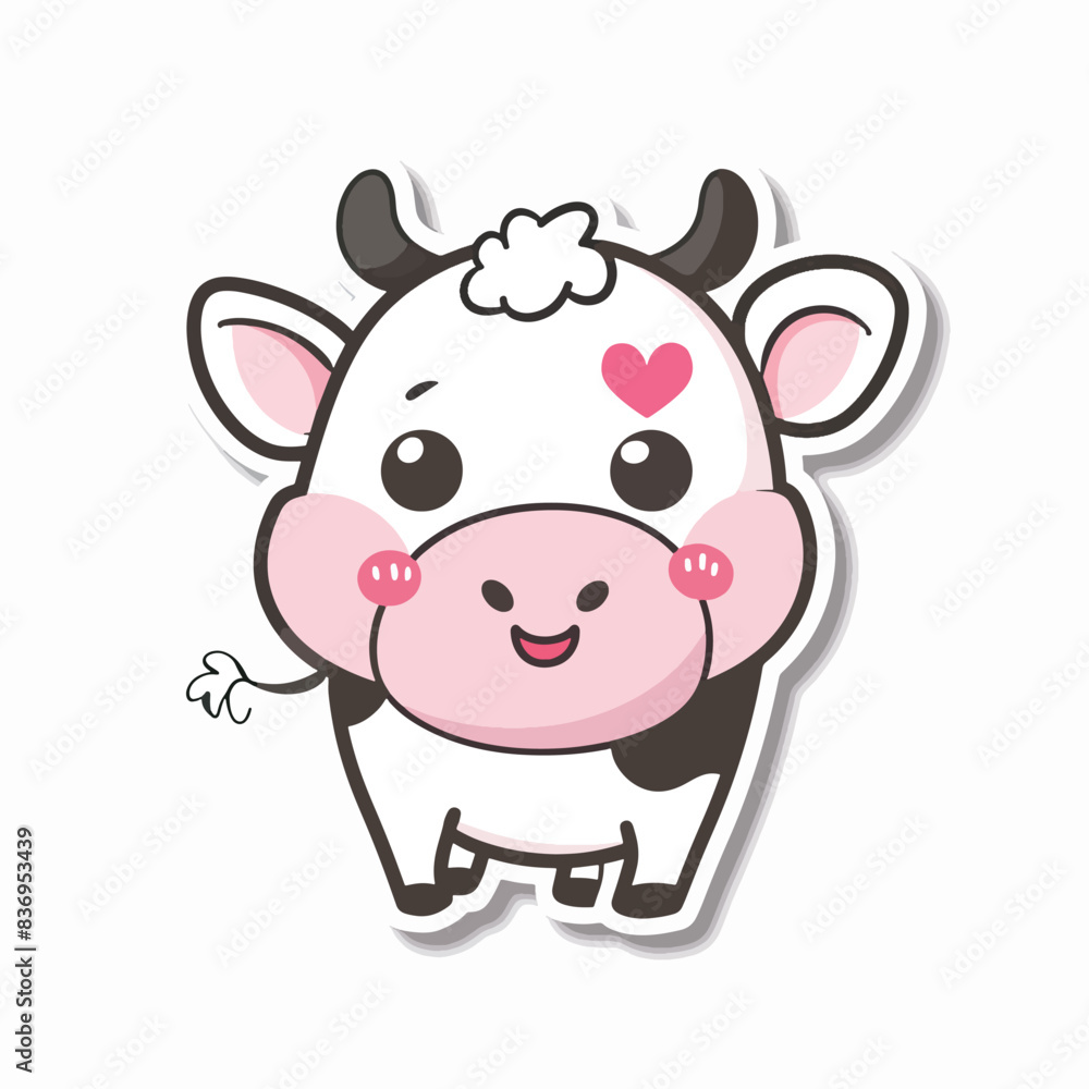 Cute cartoon cow with heart on cheek alphabet education book Cute cartoon cow with heart on cheek alphabet education book