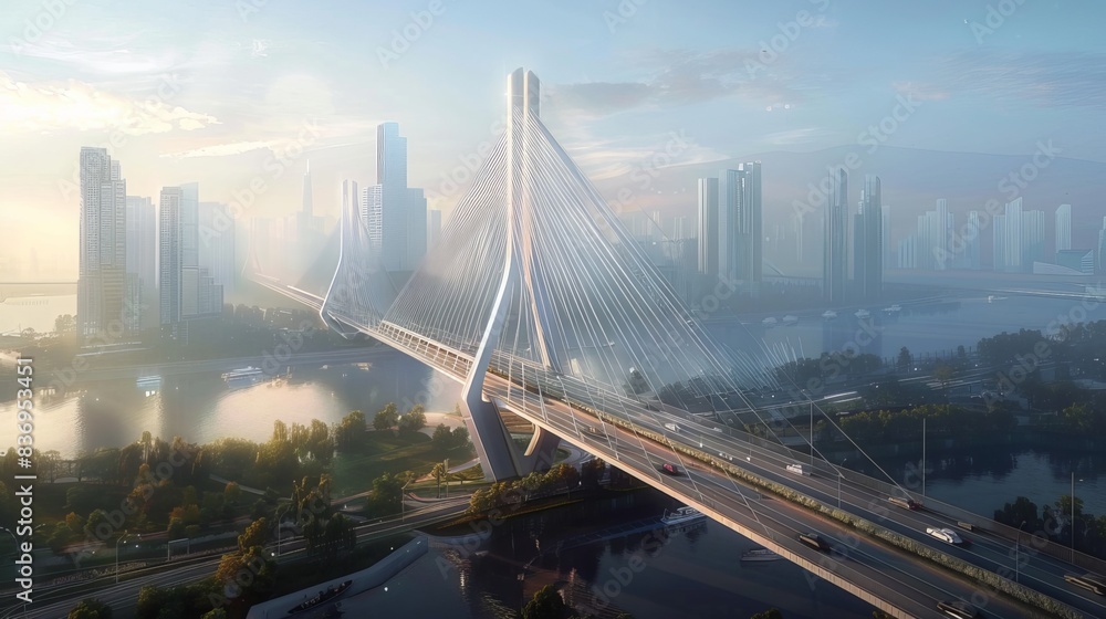 Obraz premium Modern Cable-Stayed Bridge