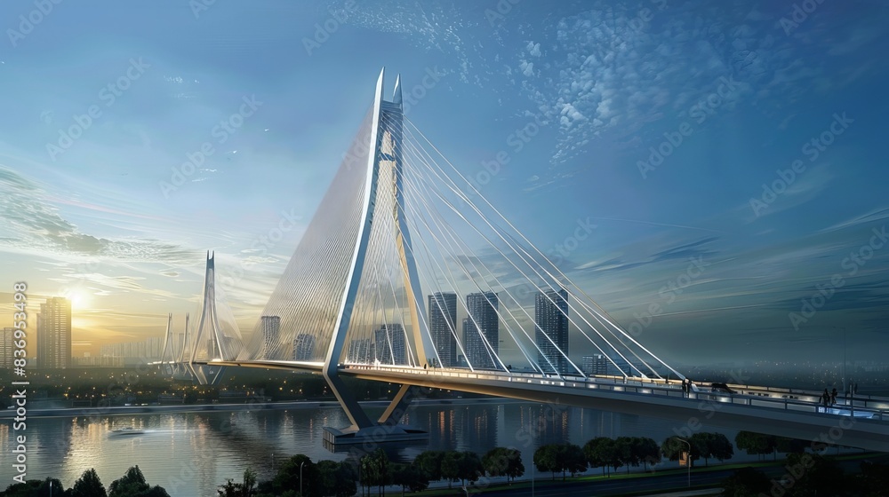 Obraz premium Modern Cable-Stayed Bridge