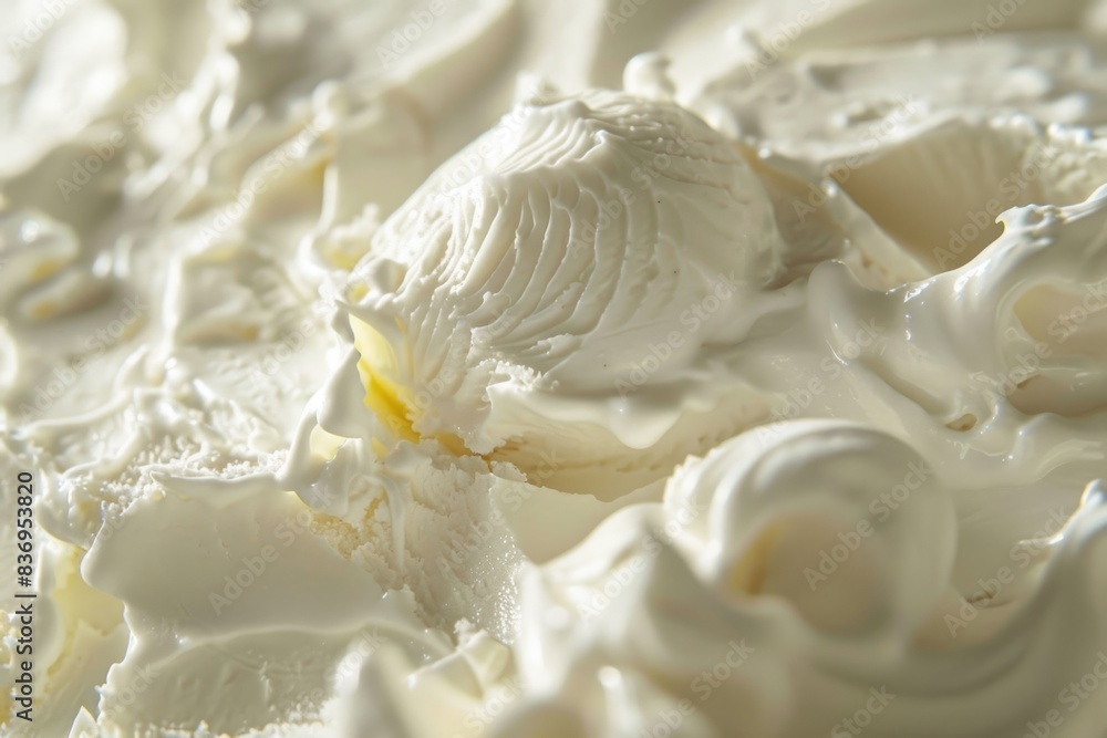 White Ice Texture. Close-up of Delicious Ice Cream Scoop in Cheerful Celebration Background White Ice Texture. Close-up of Delicious Ice Cream Scoop in Cheerful Celebration Background