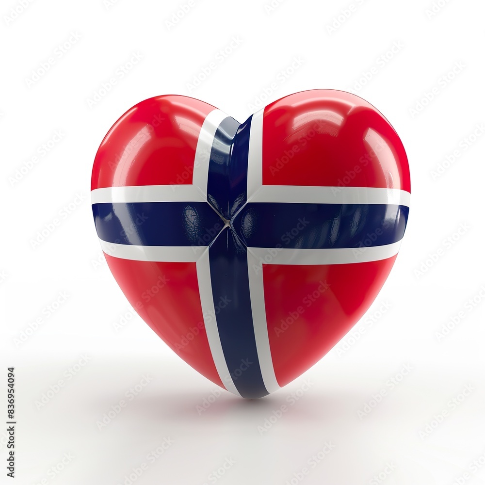 Obraz premium 3d heart with the Norway flag on it, white background