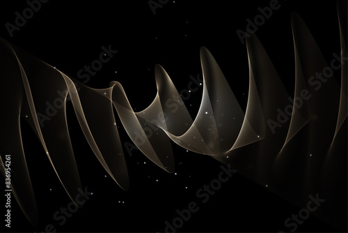 Abstract sonic sound waves, Gold waves with a dark background