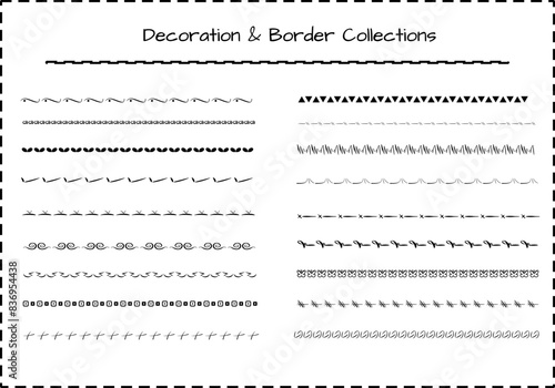 Cute decoration and border collection set for content framing. Border line design elements set. Ornamental text devider colection. Vintage line elements. Decorative line borders.