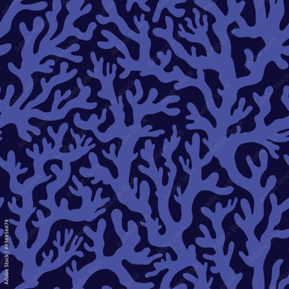 Navy Blue coral reef seamless vector pattern Navy Blue coral reef seamless vector pattern