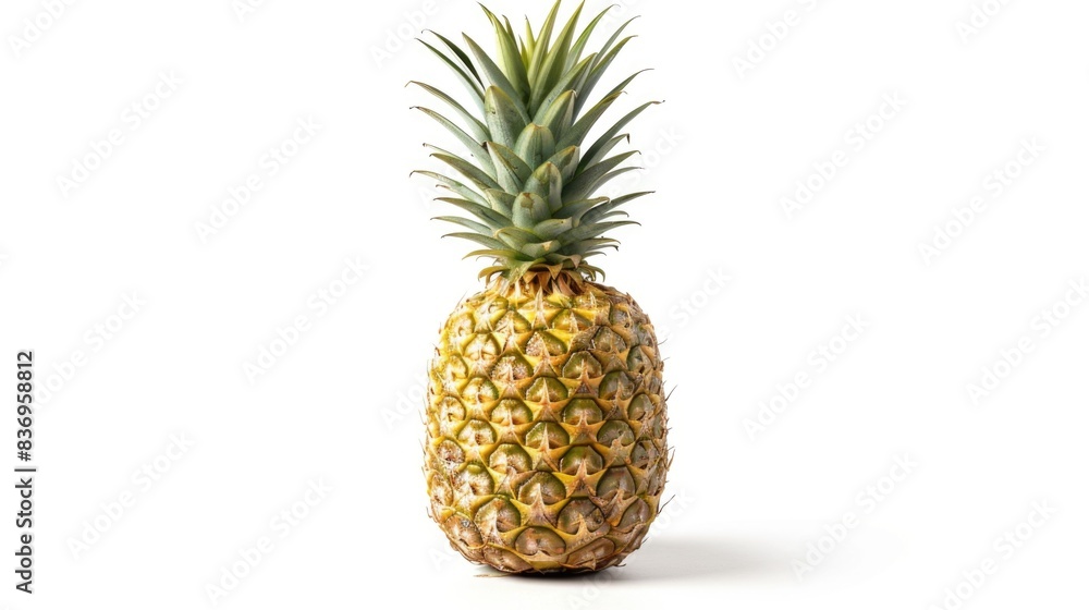 A detailed high-resolution photo of a whole pineapple, isolated on a white background with clipping path A detailed high-resolution photo of a whole pineapple, isolated on a white background with clipping path