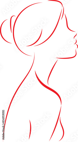 A cute clothless girl sketch in red color
