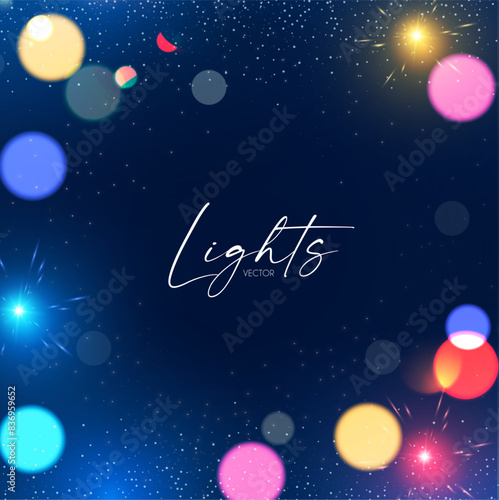 Bokeh and fireworks light effect. Shining holiday and party design. Blur light. © feaspb