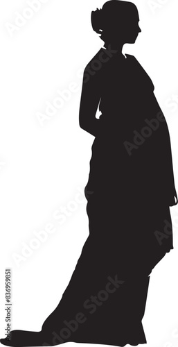 Indian Woman in saree black silhouette