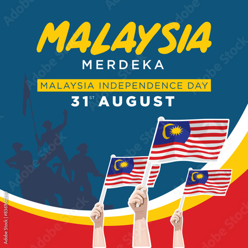 Vector illustration of Malaysia Independence Day, 31 August. Banner and poster design for social media and print media
