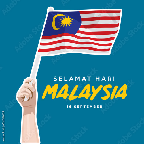 Vector illustration of Happy Malaysia Day, 16 September. Malaysia day banner and poster design for social media and print media