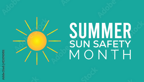 Summer Sun Safety Month is observed every year on August.banner design template Vector illustration background design.