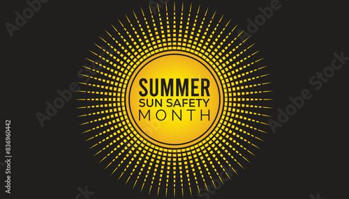 Summer Sun Safety Month is observed every year on August.banner design template Vector illustration background design.