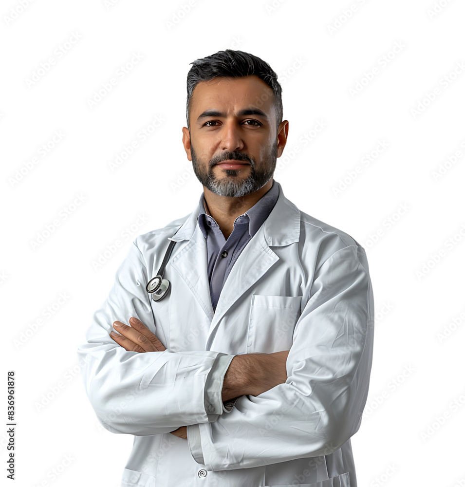 An Pakistani male doctor on isolated transparent background An Pakistani male doctor on isolated transparent background