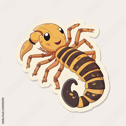Cartoon Scorpion Sticker with a Smiling Face art illustration element