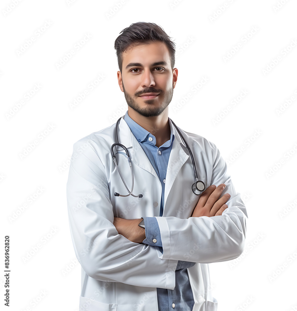 Confident male Medical Professional on isolated transparent background Confident male Medical Professional on isolated transparent background