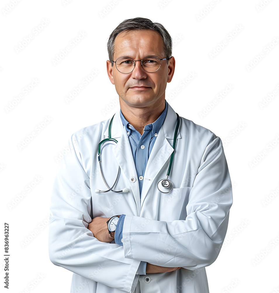 Confident male Medical Professional on isolated transparent background Confident male Medical Professional on isolated transparent background