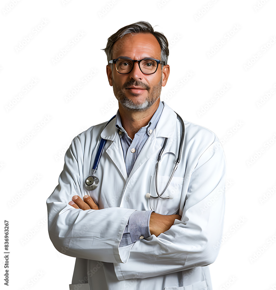 Confident male Medical Professional on isolated transparent background Confident male Medical Professional on isolated transparent background