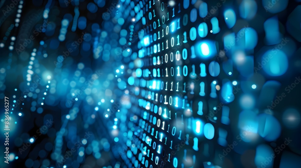 Elegant Blue Digital Data Stream with Binary Code Matrix Elegant Blue Digital Data Stream with Binary Code Matrix