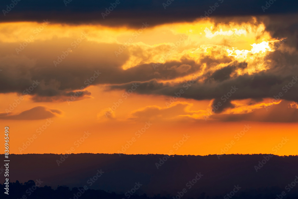 Golden Sunset Over Hills Golden Sunset Over Hills