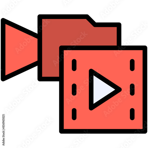 movie filled line icon