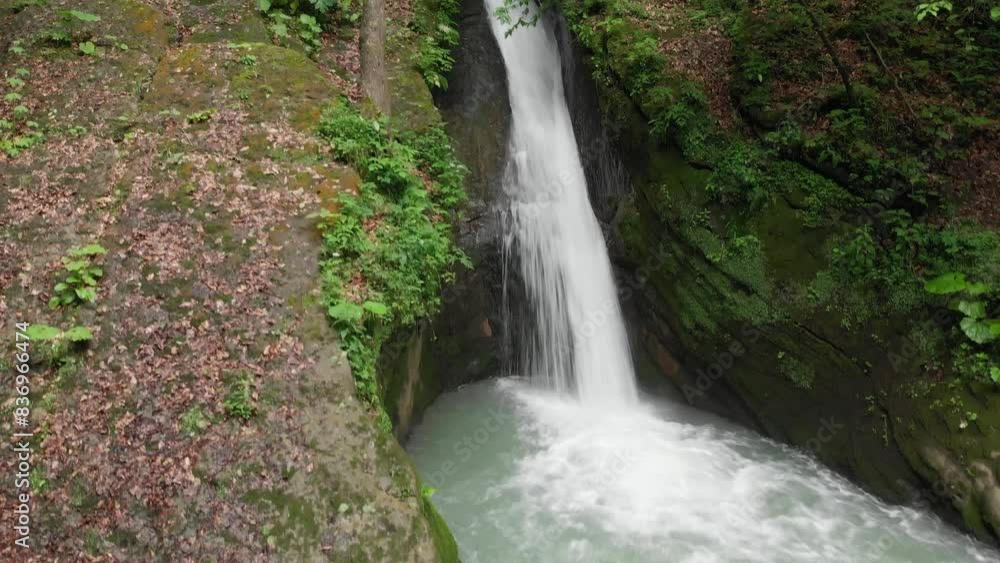 Caucasus, North Ossetia. Suadag River. Waterfall. Caucasus, North Ossetia. Suadag River. Waterfall.
