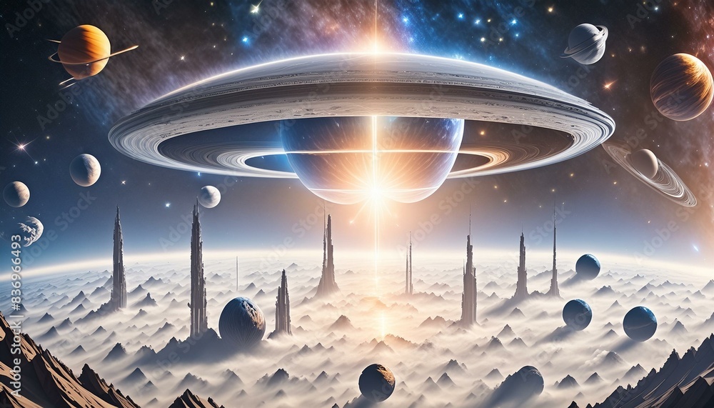 Obraz premium 宇宙, 惑星, 星雲, 宇宙の神秘, ファンタジー, 未来的