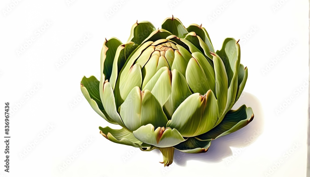 Wholesome artichoke just picked sitting in isolation against the stark contrast, AI Generated Wholesome artichoke just picked sitting in isolation against the stark contrast, AI Generated