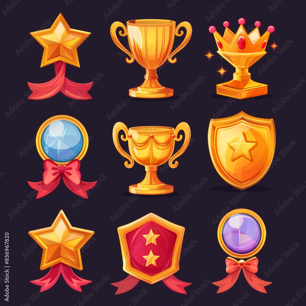 Asset of winner for game mobile game, ui game, slot game isolation on dark background, Illustration Asset of winner for game mobile game, ui game, slot game isolation on dark background, Illustration