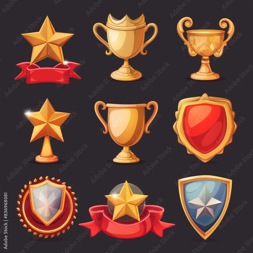 Asset of winner for game mobile game, ui game, slot game isolation on dark background, Illustration Asset of winner for game mobile game, ui game, slot game isolation on dark background, Illustration