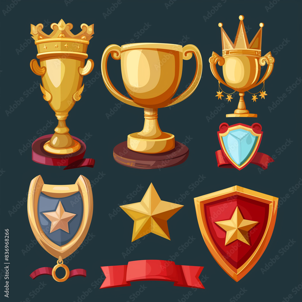 Asset of winner for game mobile game, ui game, slot game isolation on dark background, Illustration Asset of winner for game mobile game, ui game, slot game isolation on dark background, Illustration