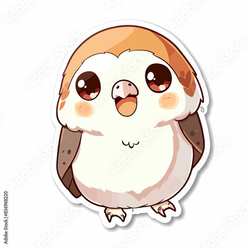 Adorable Chubby Cartoon Bird Sticker Art vector art illustration