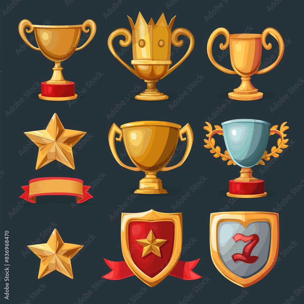 Asset of winner for game mobile game, ui game, slot game isolation on dark background, Illustration Asset of winner for game mobile game, ui game, slot game isolation on dark background, Illustration
