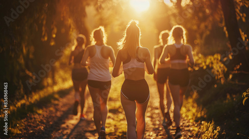 Group of women jogging together in the morning