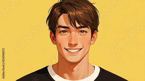 Illustration of happy smiling young lofi man. 