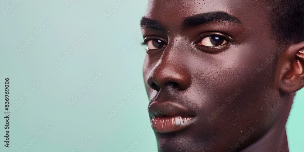 Handsome African Man s Flawless Skin in Decorative Skincare Advertising Handsome African Man s Flawless Skin in Decorative Skincare Advertising