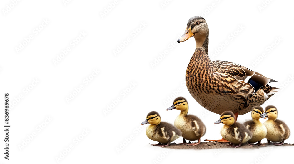 Big Chick Protecting Group of Little Ducks in a Heartwarming Scene Big Chick Protecting Group of Little Ducks in a Heartwarming Scene