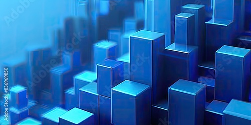 Blue Geometric Cubes on Gradient Background