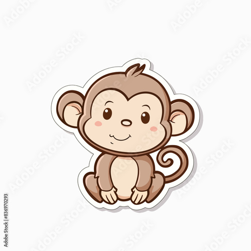 Cute cartoon monkey with a smiling face