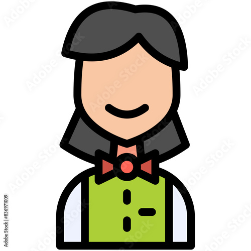 waitress filled line icon