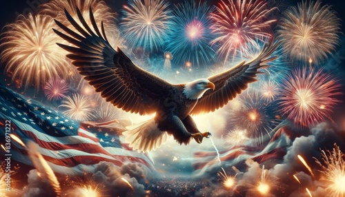 Concept of freedom and patriotism, as the eagle represents the strength photo