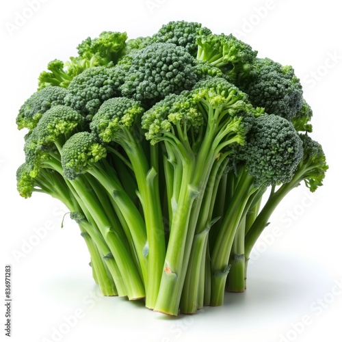 Fresh Green Broccolini Bundle Isolated on White Background. Generative AI