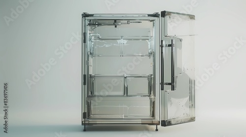 A mechanic-style refrigerator made of transparent materials and wires, Generative AI illustrations.  photo