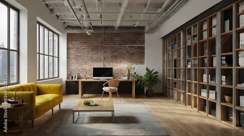 Render of working space office interior Render of working space office interior