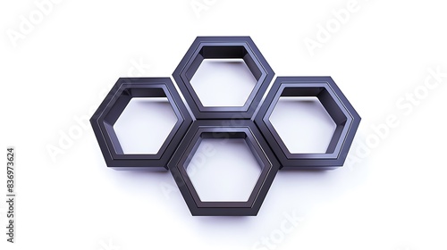 Isolated hexagon shape on white background.