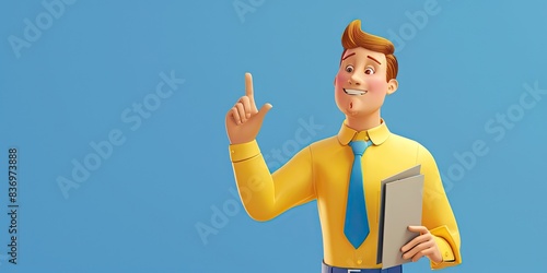 3D Cartoon Character Holding Folder