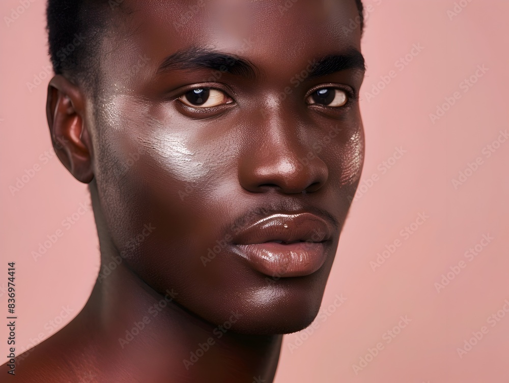 Handsome African Man s Flawless Skin in Cosmetic Advertising Showcase Handsome African Man s Flawless Skin in Cosmetic Advertising Showcase